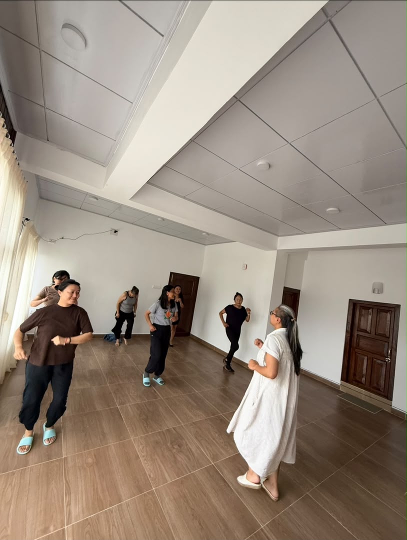 Teaching moment at Vyoma Yoga